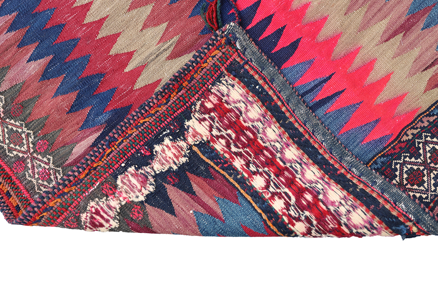4'x4' Colorful Chevron Design Vintage Persian Afshar Sofreh Rug