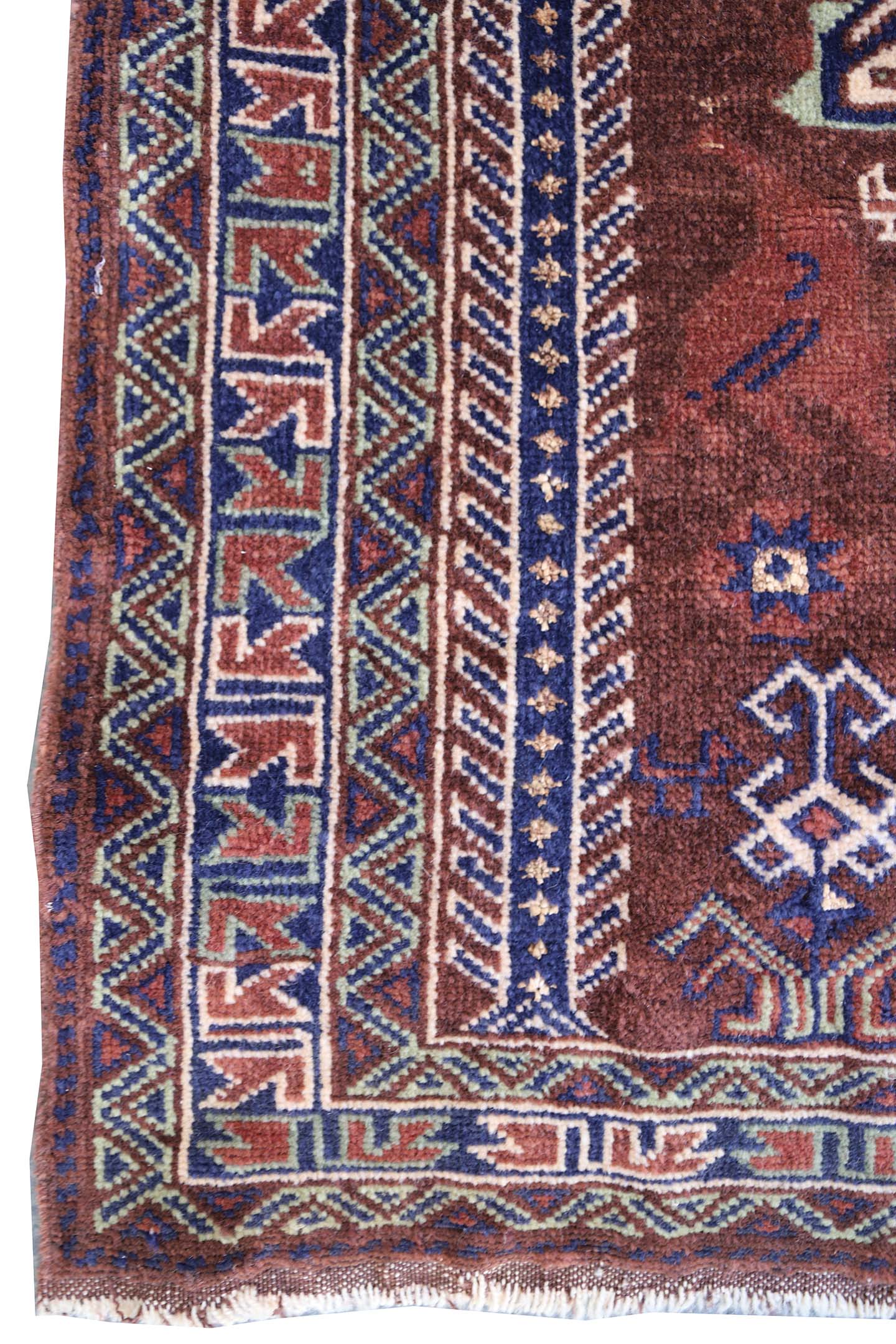 2x3 Brown Tribal Geometric Hand Knotted Flat Weave Wool Saddle Cover