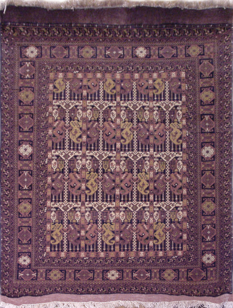 4'x6' Afghan Silk and Wool Rug