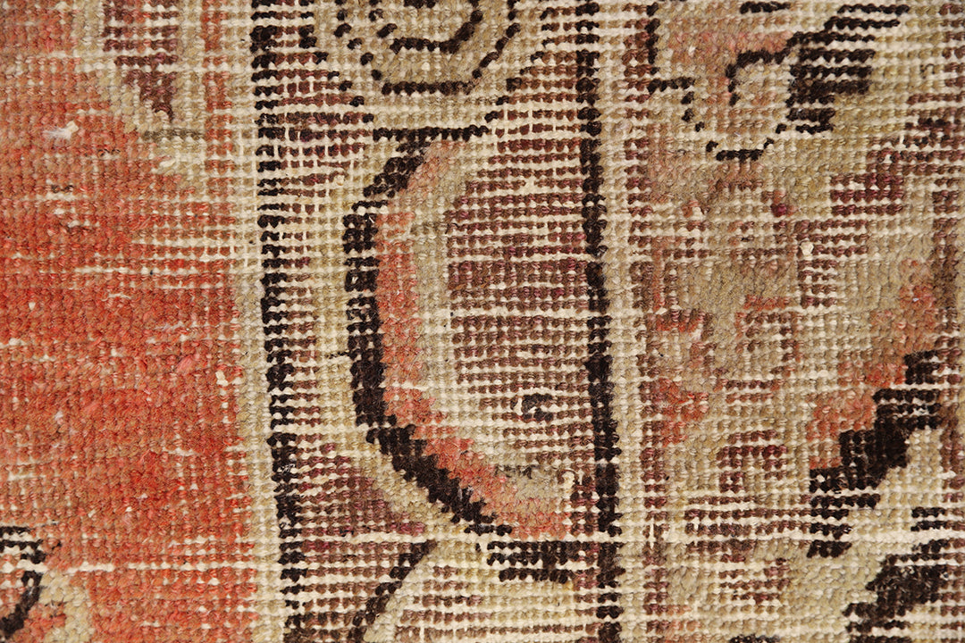 4'x8' Vintage Khotan Rug | Hand-Knotted Terracotta | Geometric Medallions