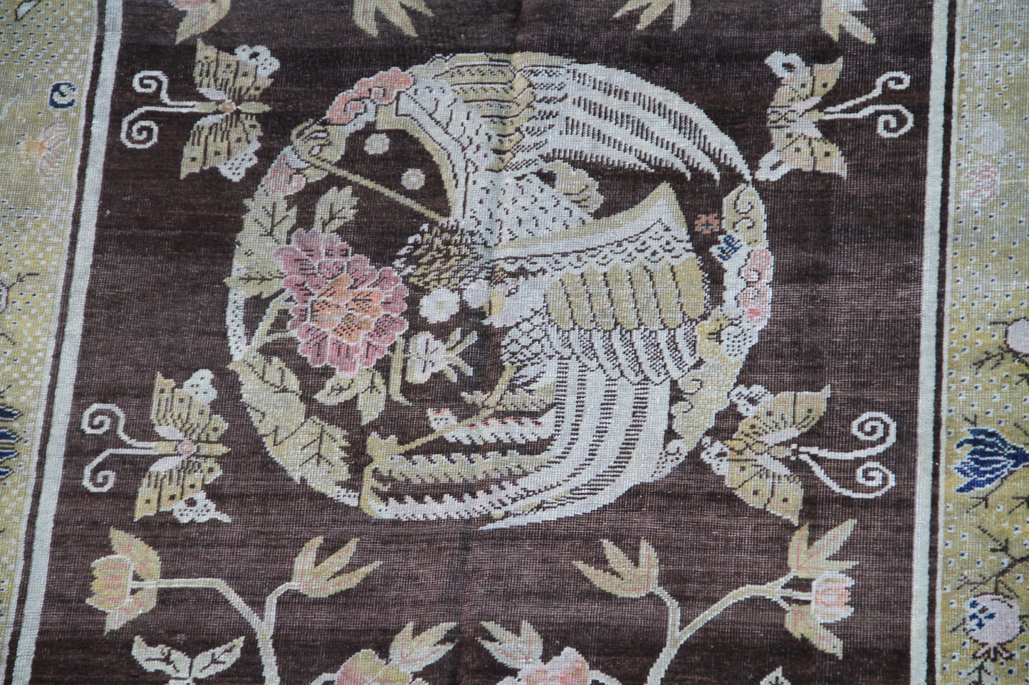 5x8 Antique Samarkand Phoenix and Bat Pictorial Rug