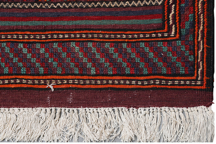 5'x10' Hand-Woven Geometric Persian Flatweave in Earth Tones & Organic Wool