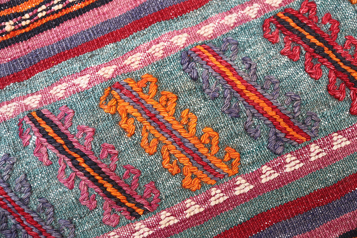 5'x10' Hand-Woven Geometric Persian Flatweave in Earth Tones & Organic Wool