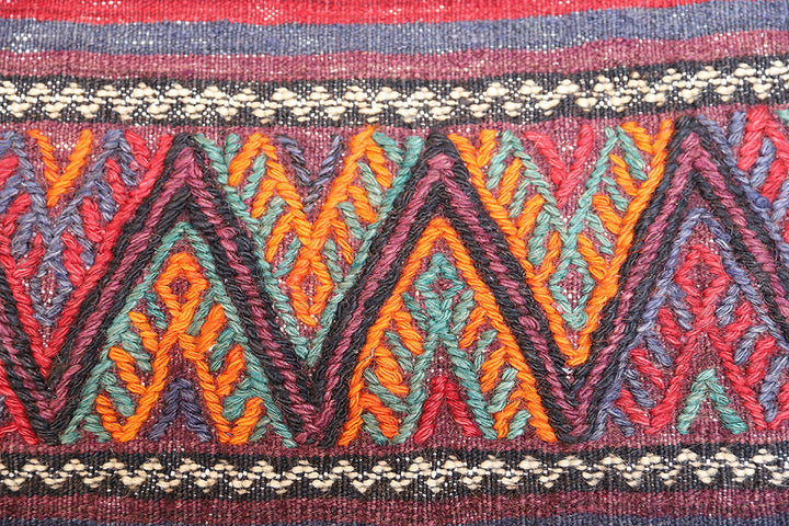 5'x10' Hand-Woven Geometric Persian Flatweave in Earth Tones & Organic Wool