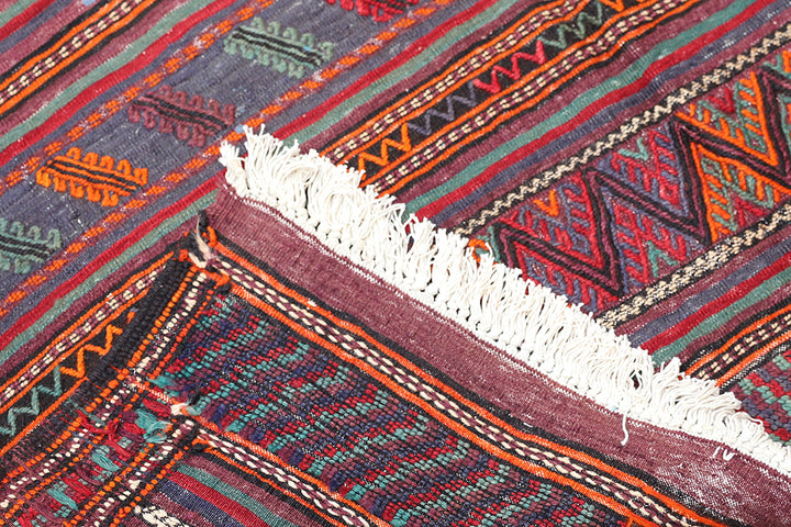 5'x10' Hand-Woven Geometric Persian Flatweave in Earth Tones & Organic Wool
