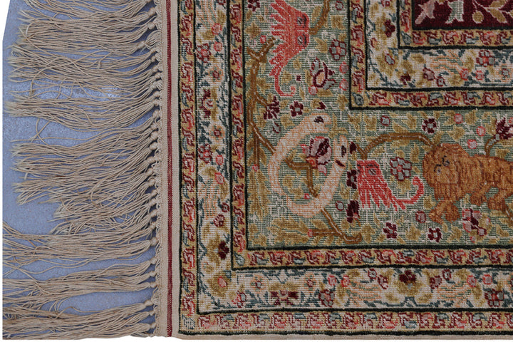 5'x7' Early 20th Century Turkish Kayseri Animal Motif Rug