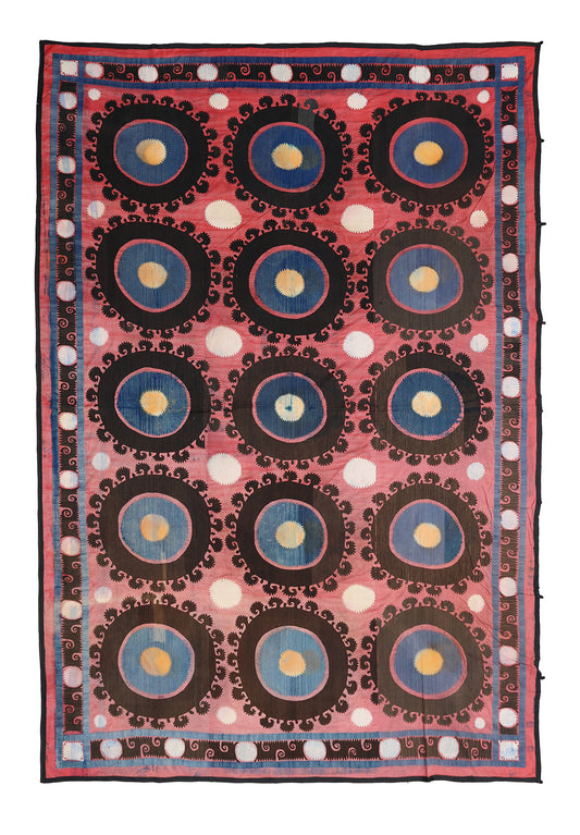 7'x11' Large Hand Embroidered Uzbek Suzani Tapestry