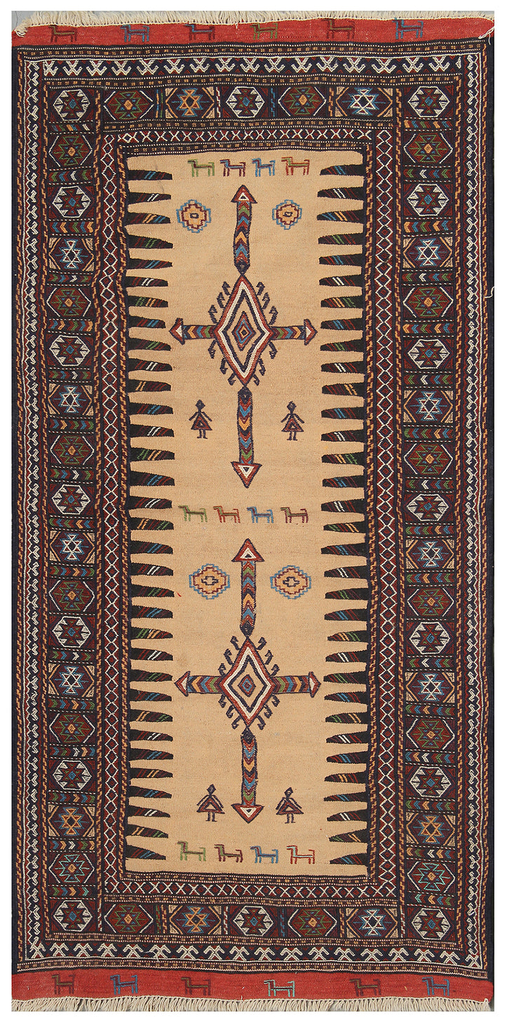 3'x5' Vintage Persian Qutchan Baluch Sofreh Rug