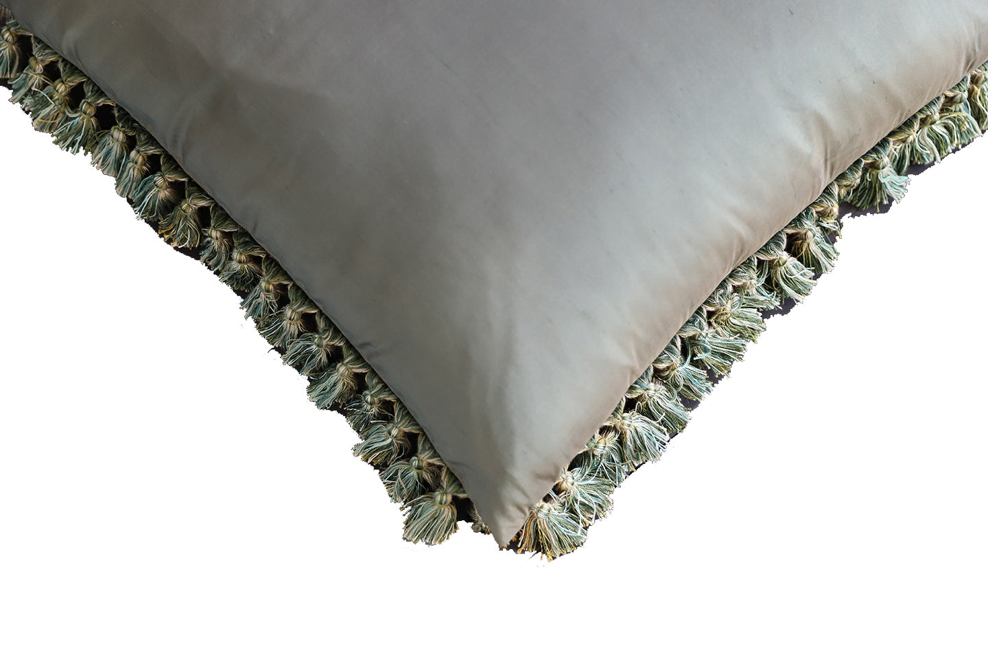 21"x21" Blue and Green Floral Silk Aubusson Pillow