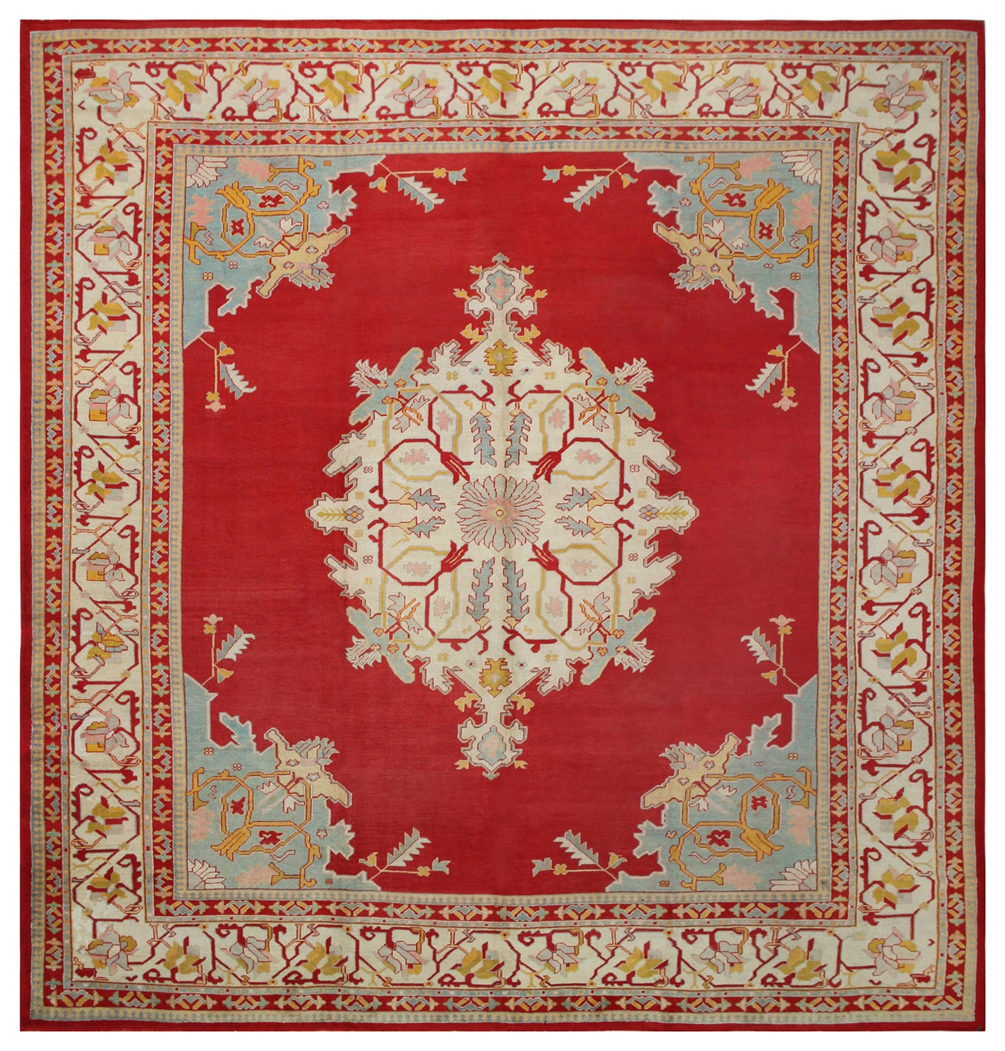 14'x15' Red Vintage Turkish Medalion Oushak Rug
