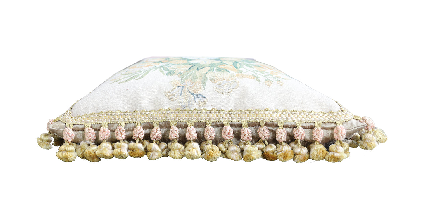 19"x18" Hand Woven Aubusson Tapestry Pillow
