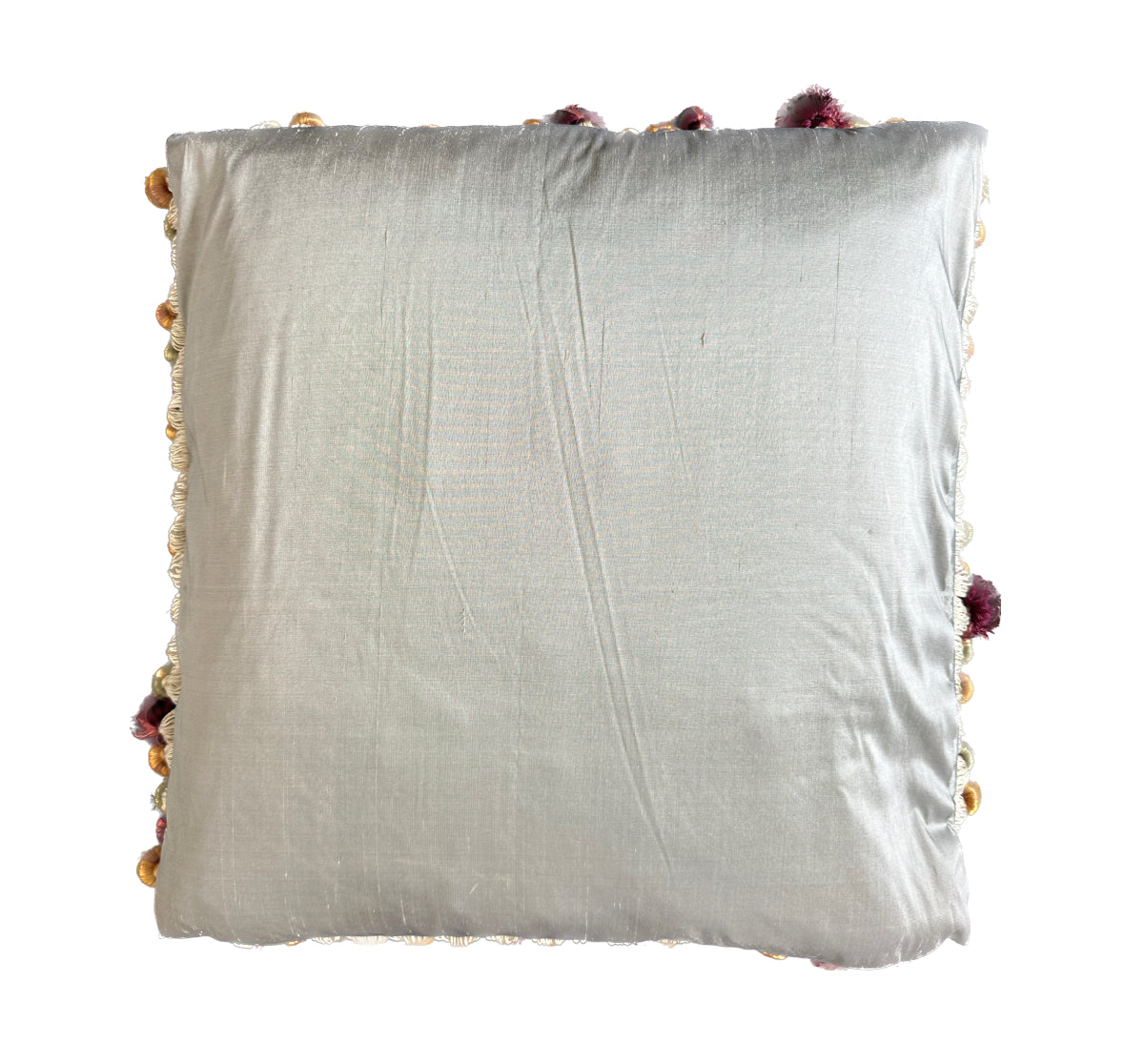 19"x19" Light Blue and Cream Floral Aubusson Pillow