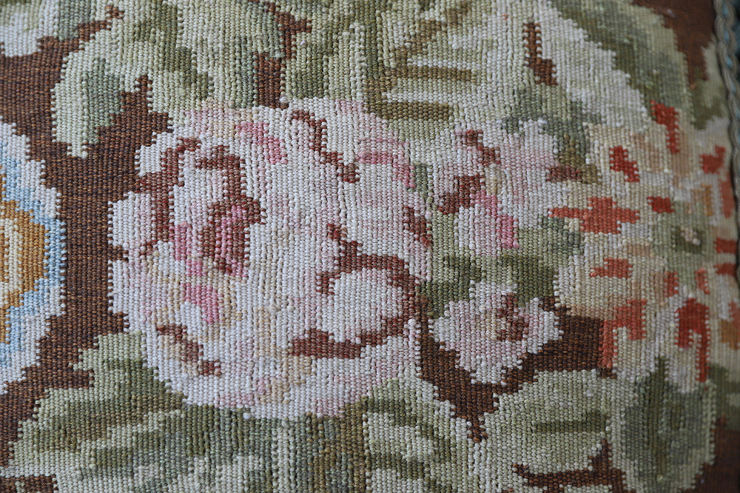 18"x21" Brown Floral Hand Made Wool Decor Pillow