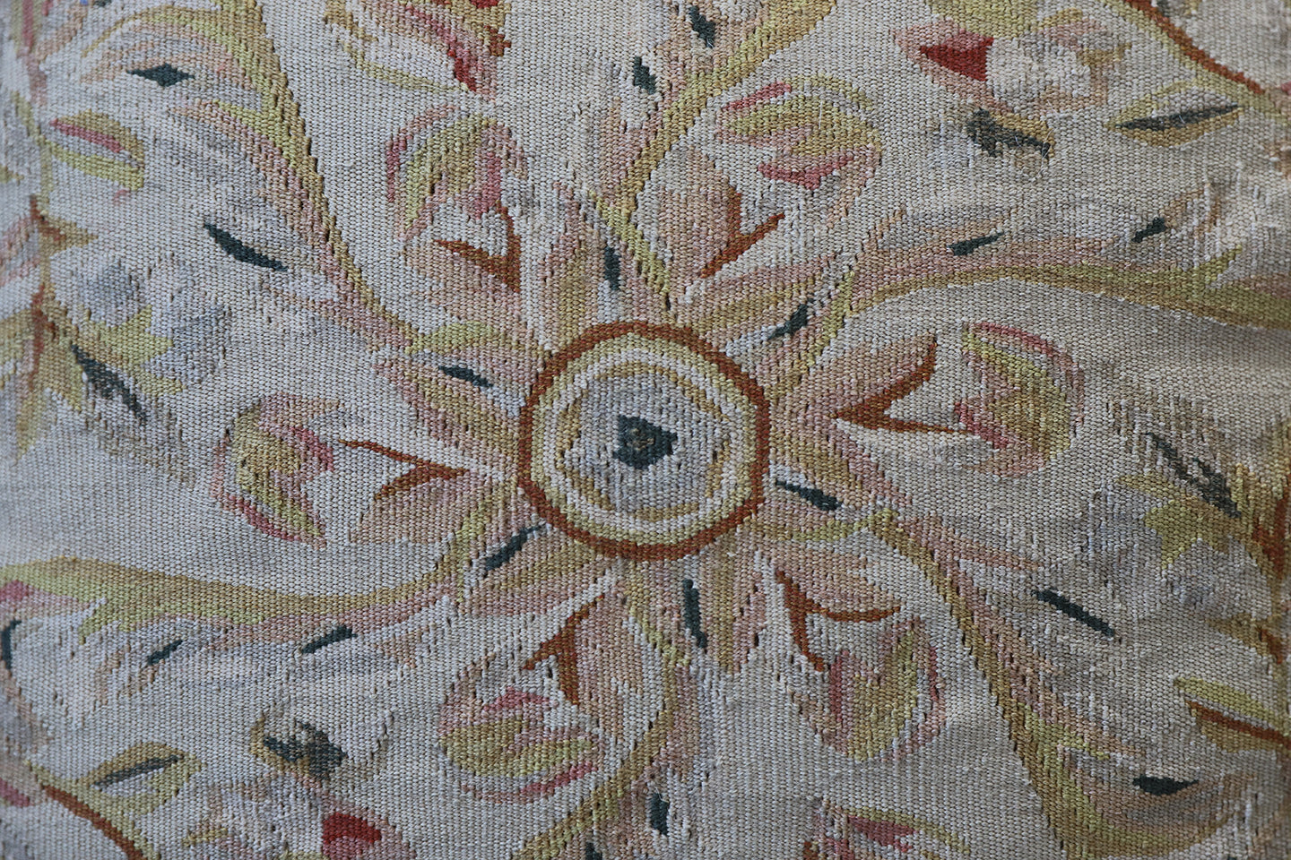 20"x20" Cream Beige Tan Floral Aubusson Style Pillow
