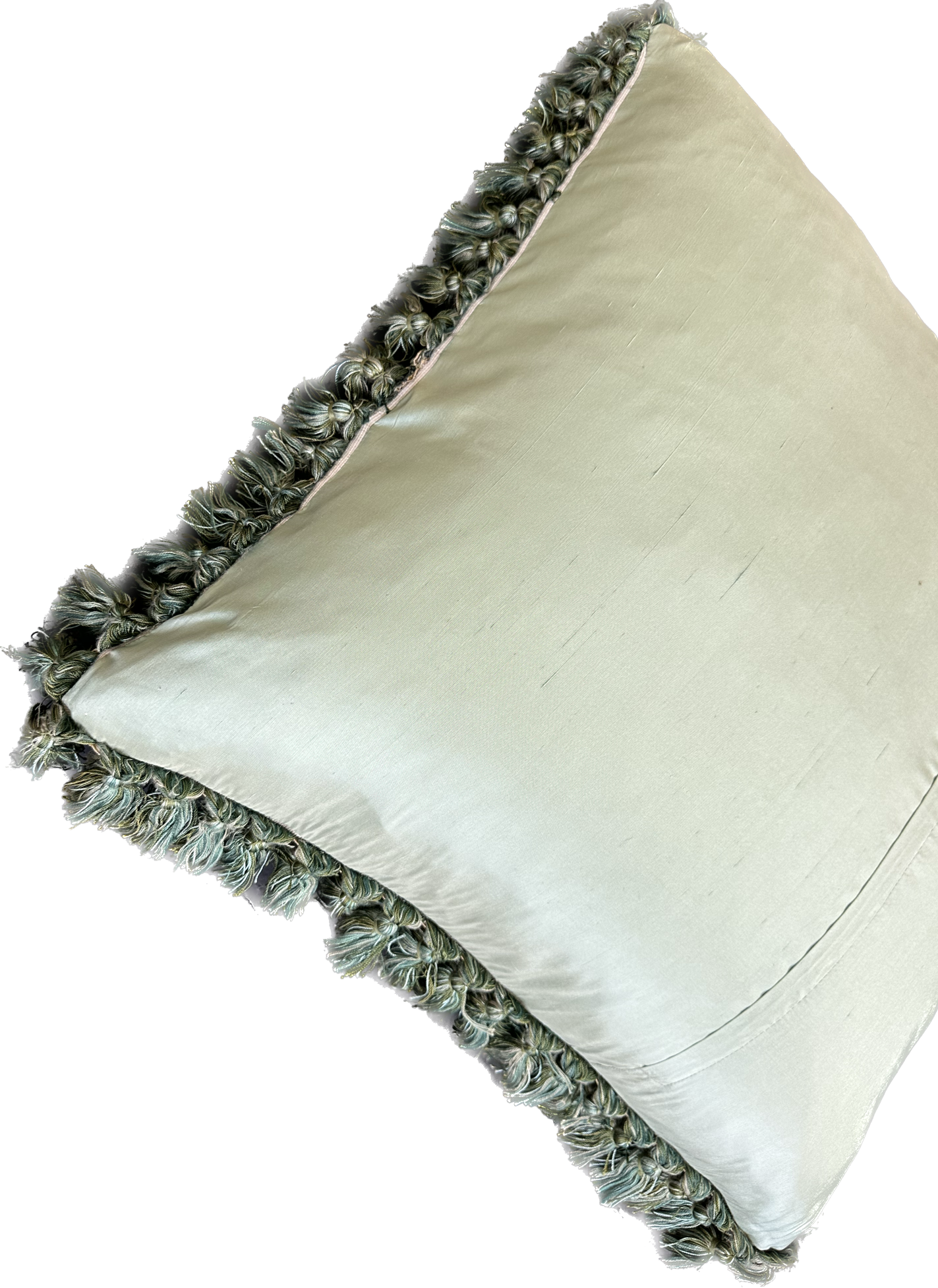 20" x 20" Very Fine Wool and Silk Blend Aubusson Weave Blue Gold Fruit Tree Design Pillow