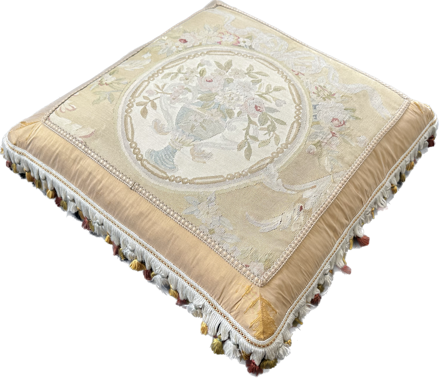 24''x24'' Very Fine Hand-Woven Silk French Aubusson Style Pillow