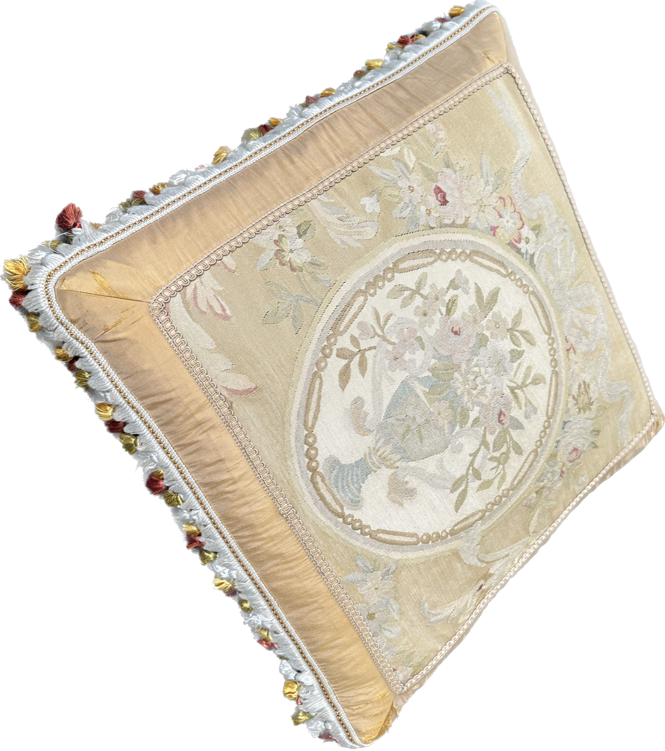 24''x24'' Very Fine Hand-Woven Silk French Aubusson Style Pillow