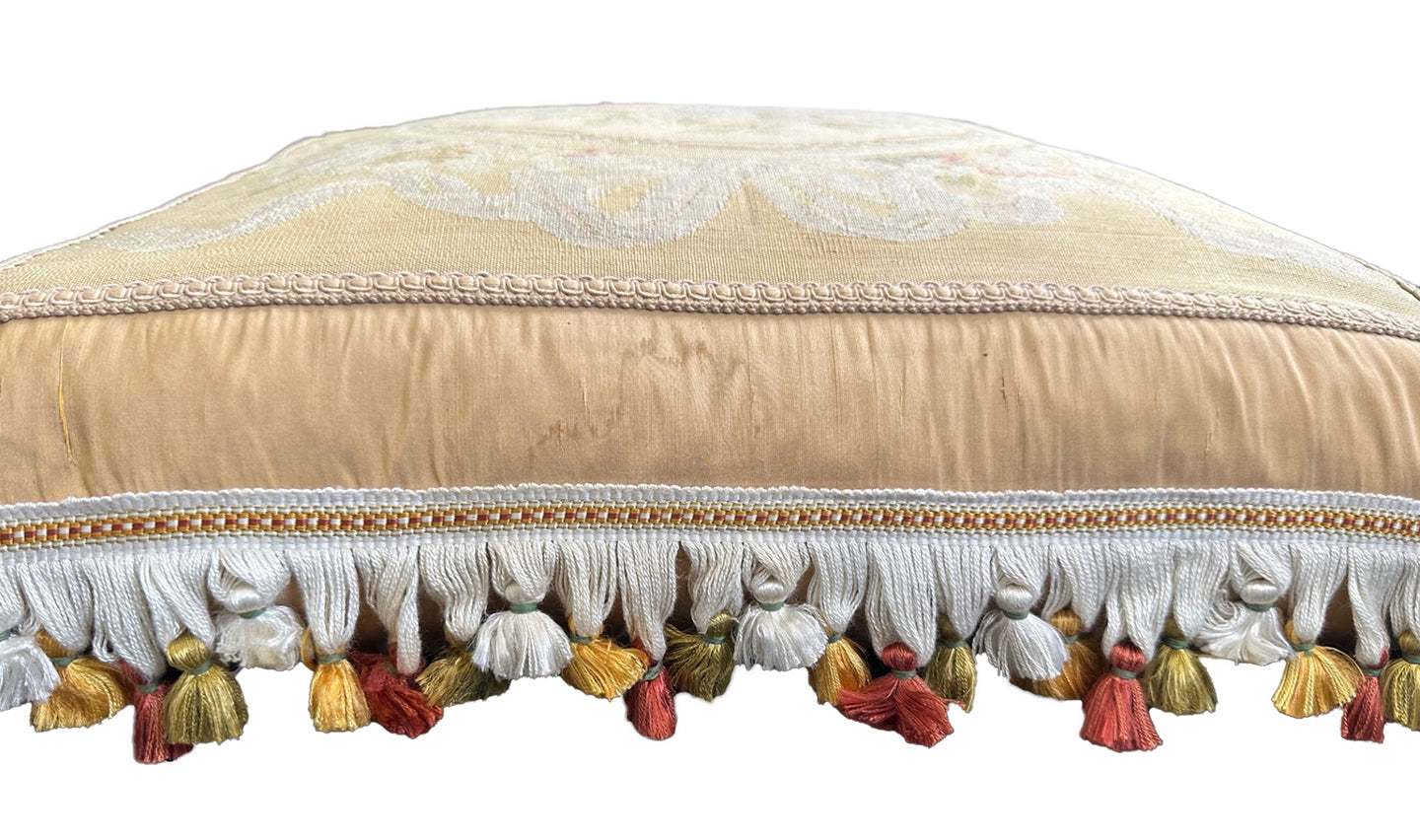 24''x24'' Very Fine Hand-Woven Silk French Aubusson Style Pillow