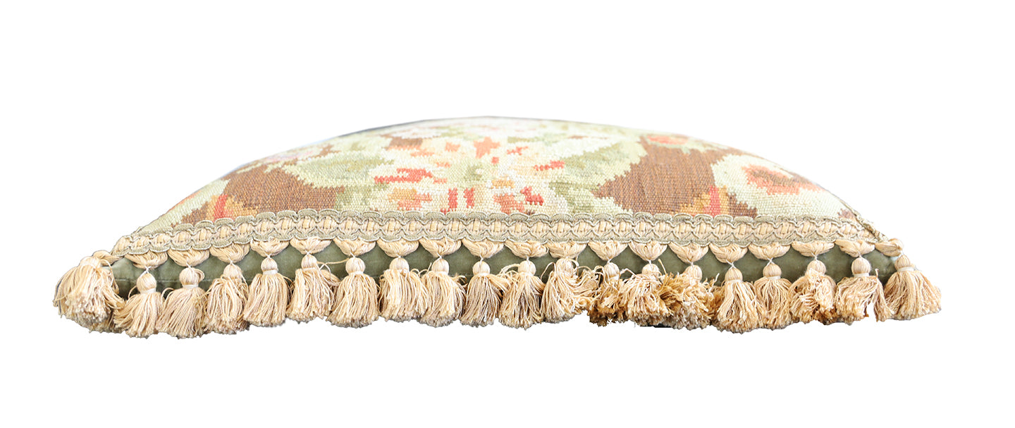 18"x21" Brown Floral Hand Woven Pillow