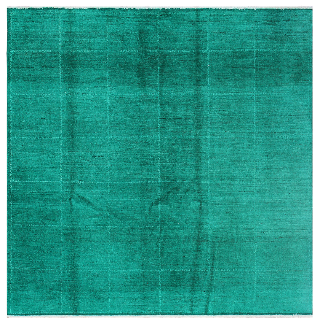 6'x6' Square Rug | Green | Geometric Over-dye Rug