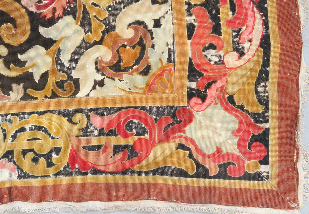 Antique European Needlepoint Rug | Embroidery Area Rug
