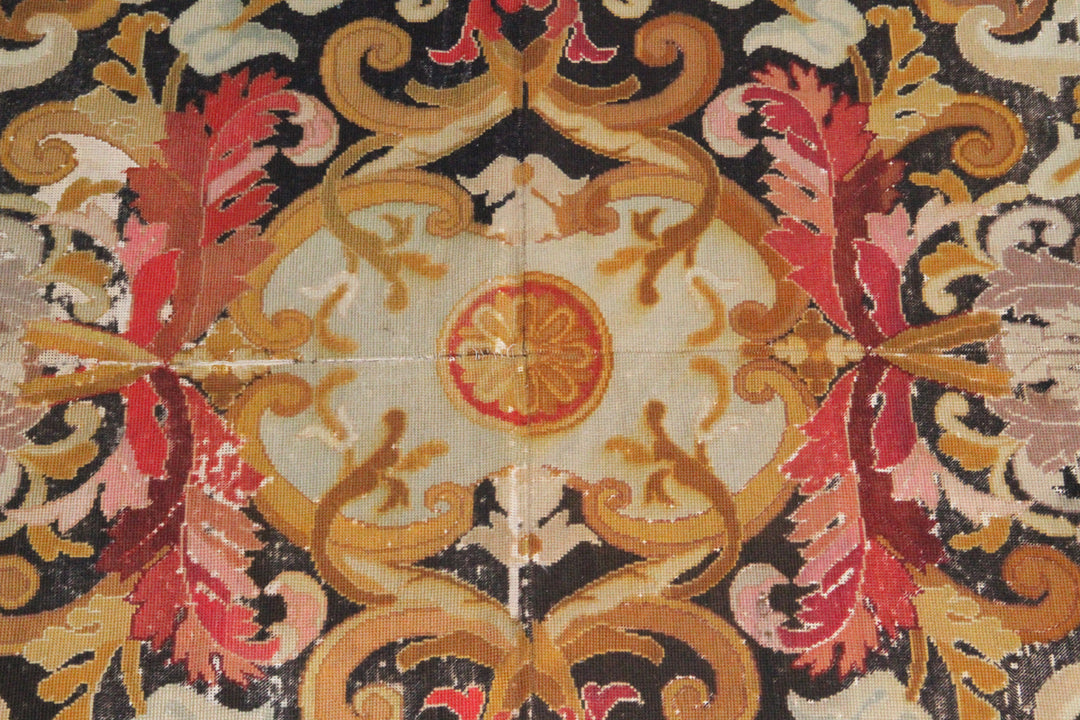 Antique European Needlepoint Rug | Embroidery Area Rug