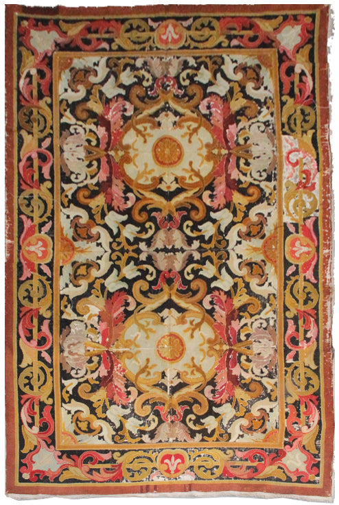 Antique European Needlepoint Rug | Embroidery Area Rug