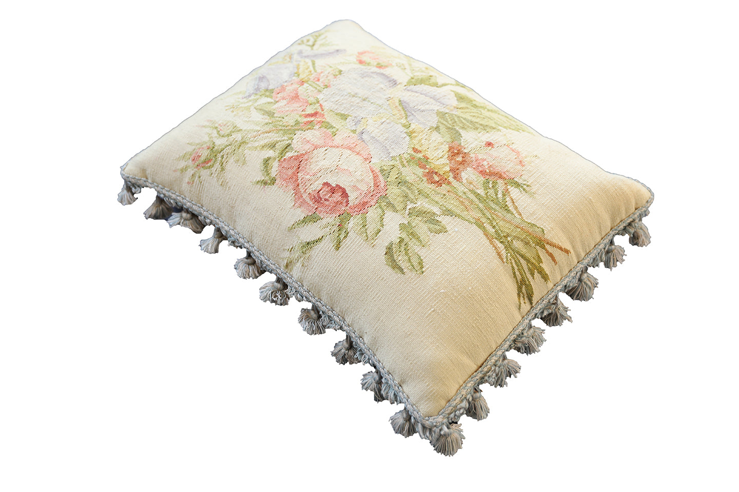 18"x22" Cream and Pink Floral Aubusson Decor Pillow