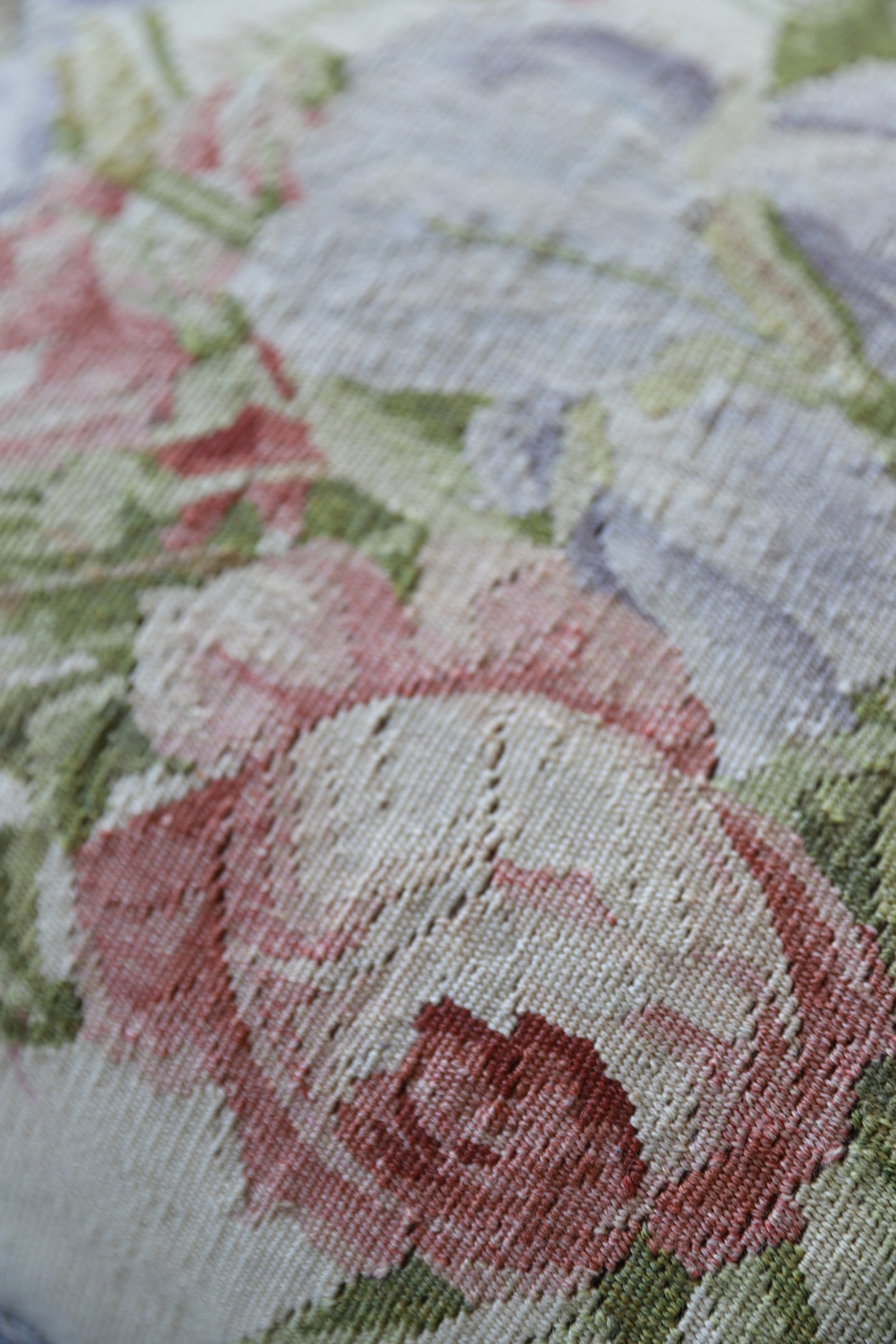 18"x22" Cream and Pink Floral Aubusson Decor Pillow