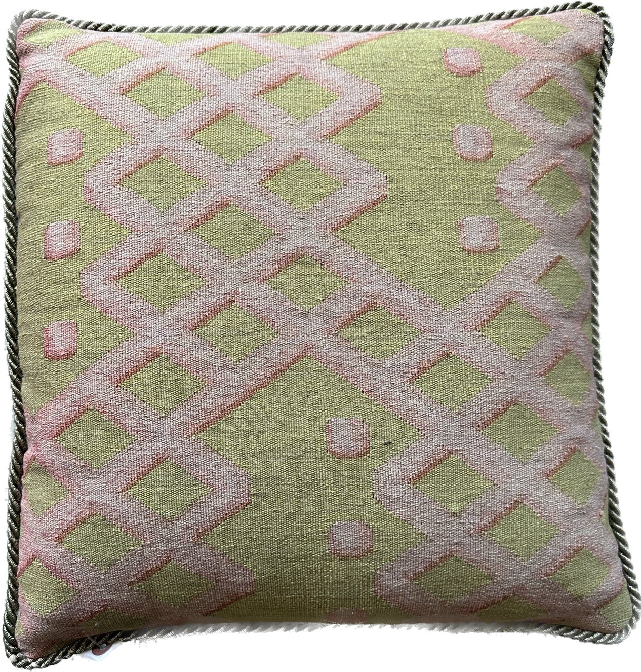 18"x18" Geometric Contemporary Hand Woven Aubusson Pillow