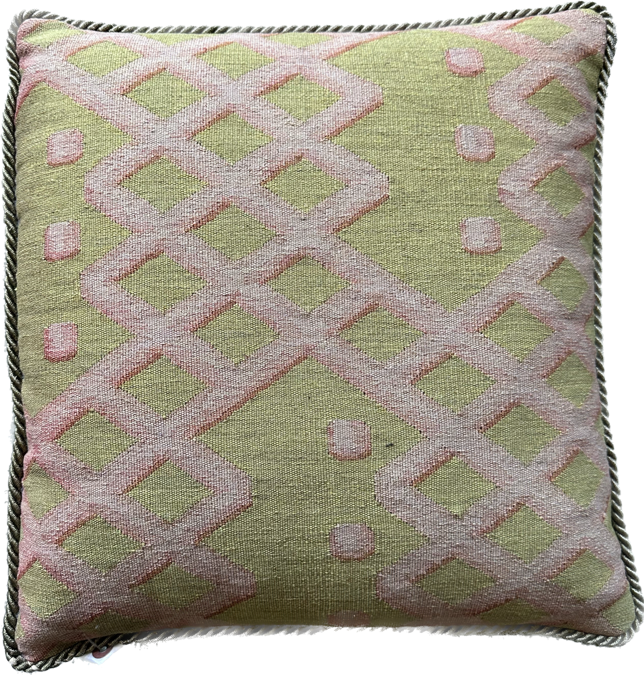 18"x18" Geometric Contemporary Hand Woven Aubusson Pillow Case