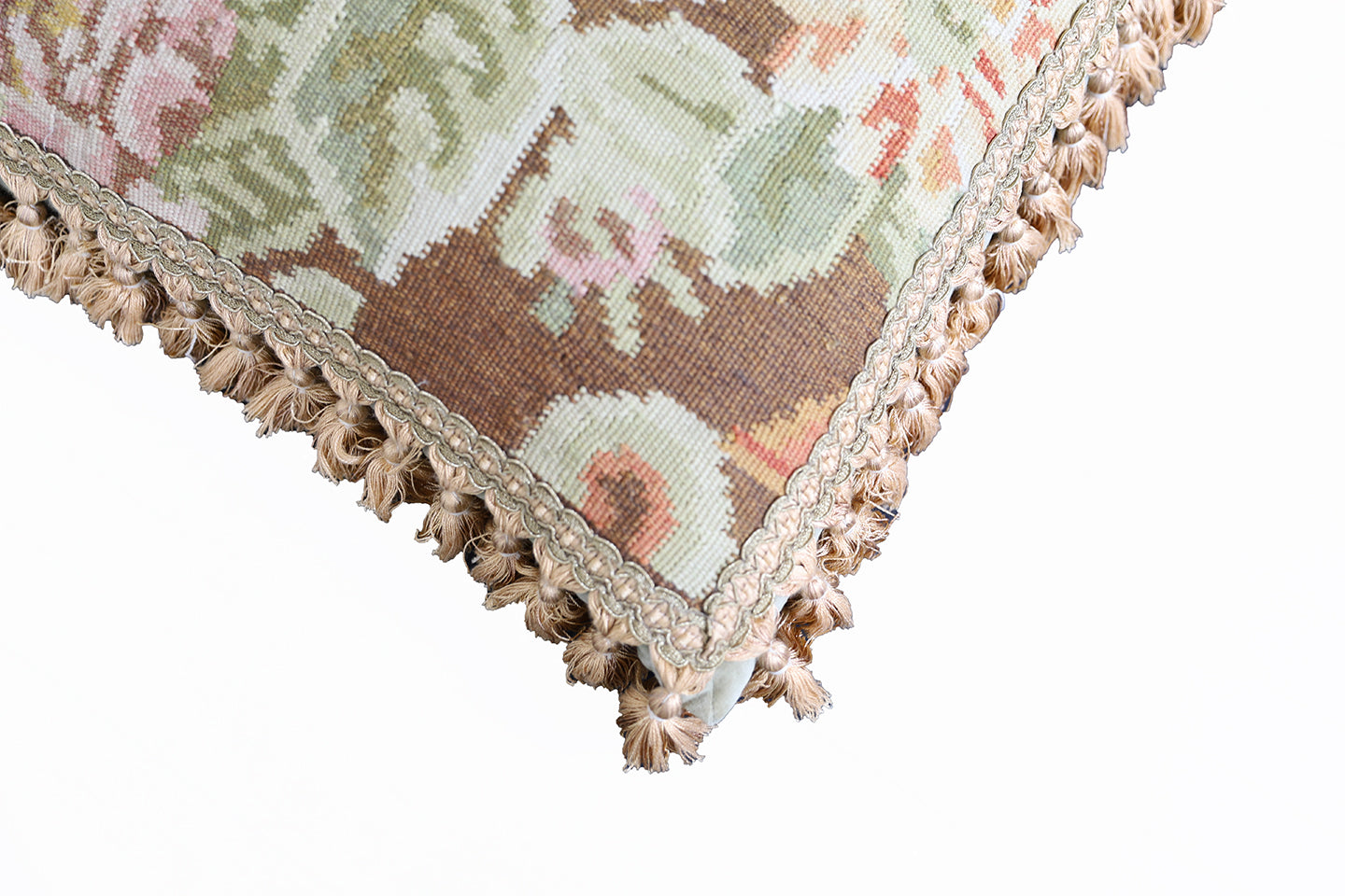 18"x21" Brown Floral Design Woll Hand Woven Kilim Pillow