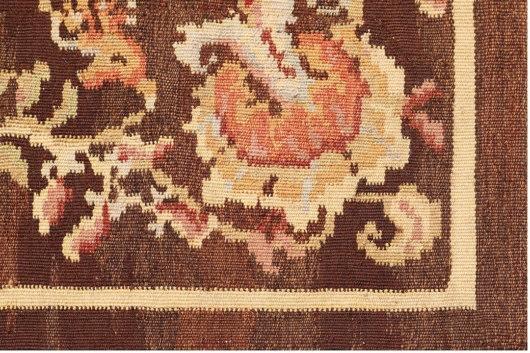 5'x17' Wide and Long Ukrainian Design Aubusson Flat-weave Ottoman Design Hand Woven Ariana Kilim