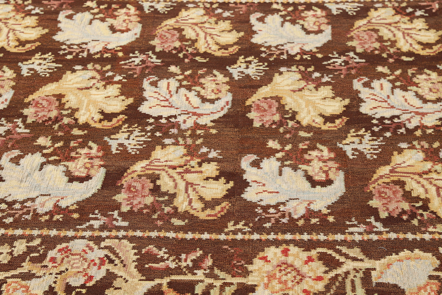 5'x17' Wide and Long Ukrainian Design Aubusson Flat-weave Ottoman Design Hand Woven Ariana Kilim