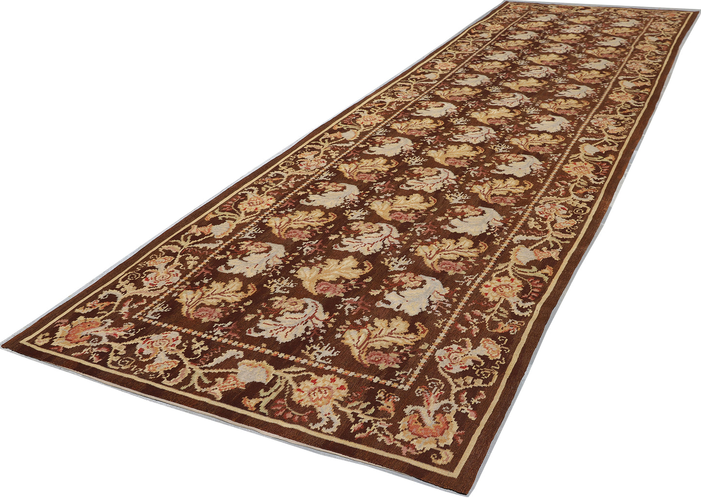 5'x17' Wide and Long Ukrainian Design Aubusson Flat-weave Ottoman Design Hand Woven Ariana Kilim