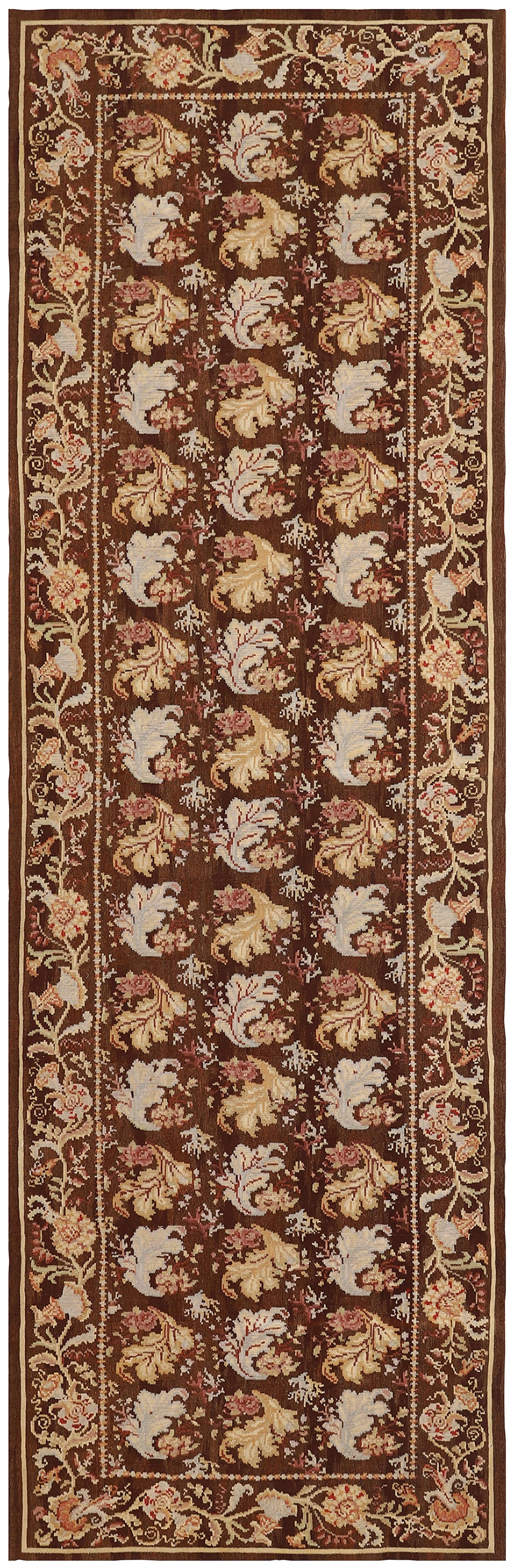 5'x17' Wide and Long Ukrainian Design Aubusson Flat-weave Ottoman Design Hand Woven Ariana Kilim