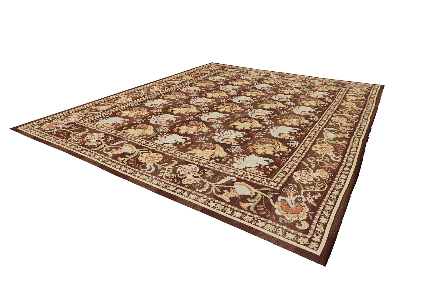 13'x16' Brown Icy Blue Gold Orange Bessarabian Design Contemporary Ariana Kilim Large Rug