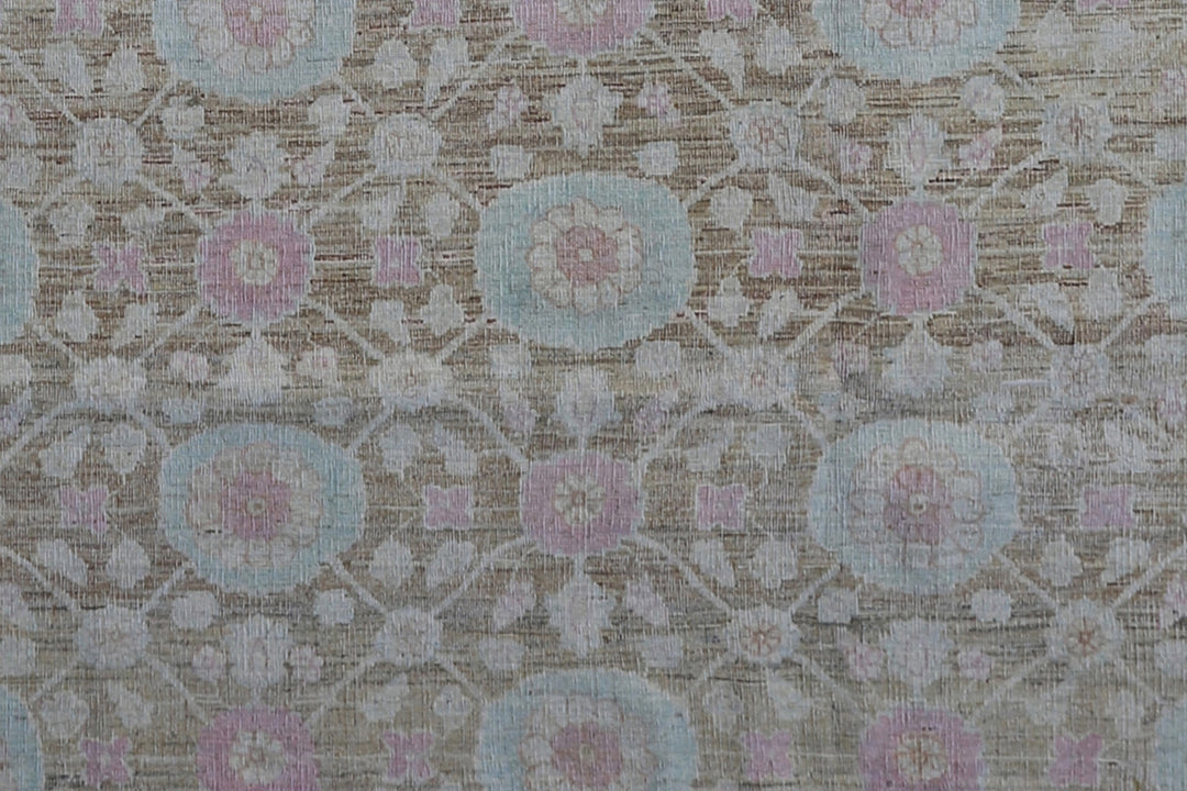 8'x10' Ariana Fine Tabriz Design Transitional Brown Ivory Blue Pink Rug