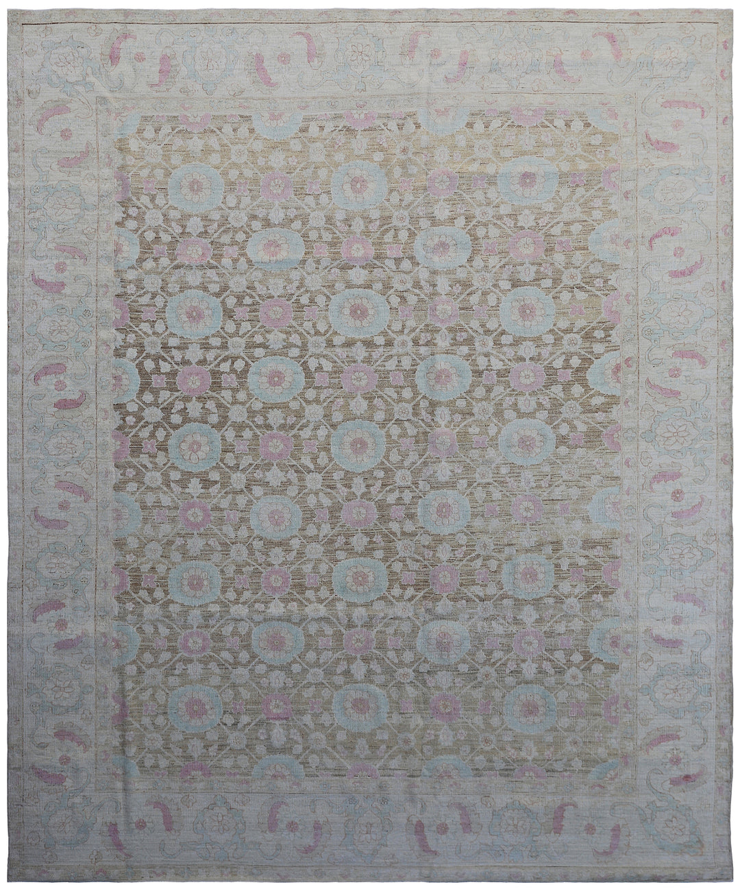 8'x10' Ariana Fine Tabriz Design Transitional Brown Ivory Blue Pink Rug