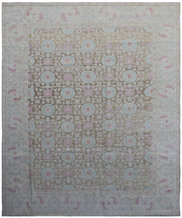 8'x10' Ariana Fine Tabriz Design Transitional Brown Ivory Blue Pink Rug