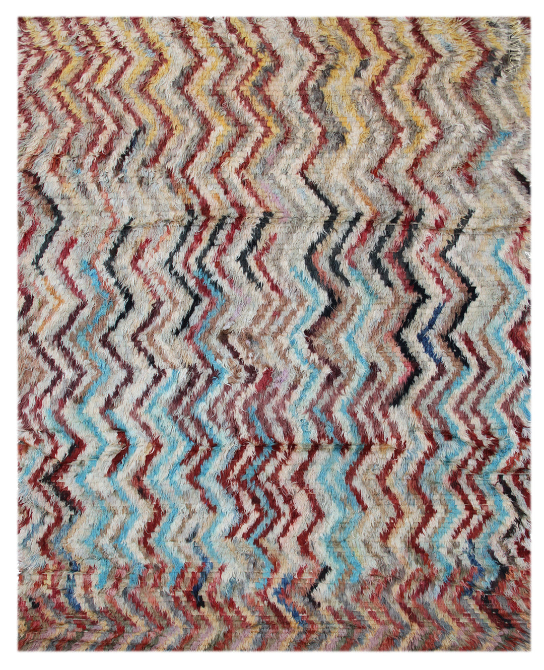 8'x10' Colorful Moroccan Style Rug | Chevron Design Shag Rug