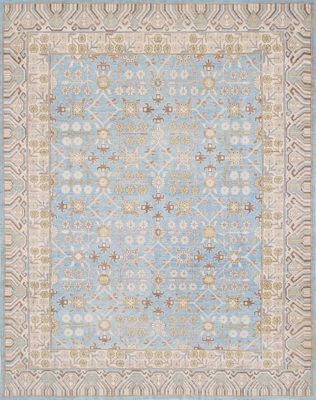 8'x10' Hand-Knotted Afghan Khotan Rug | Samarkand Wool Area Rug