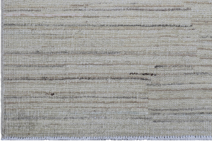 8'x10' Hand-Knotted Afghan Modern Stria Rug | Organic Wool | Linear Design