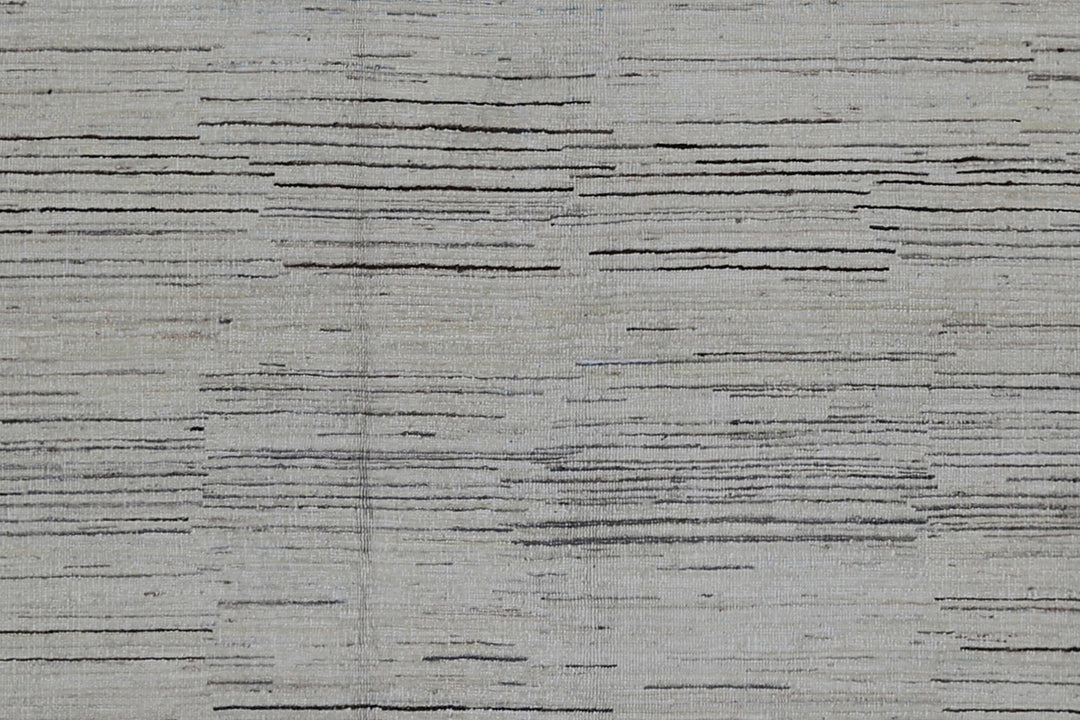 8'x10' Hand-Knotted Afghan Modern Stria Rug | Organic Wool | Linear Design