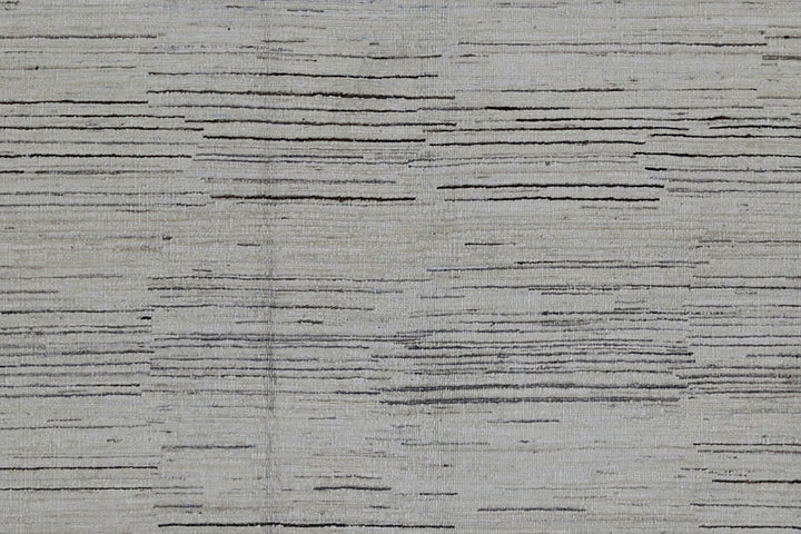 8'x10' Hand-Knotted Afghan Modern Stria Rug | Organic Wool | Linear Design