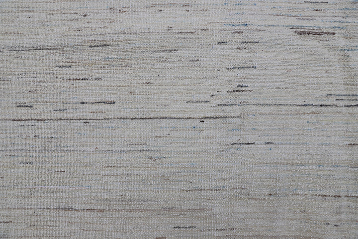 8'x10' Hand-Knotted Afghan Modern Stria Rug | Organic Wool | Linear Design