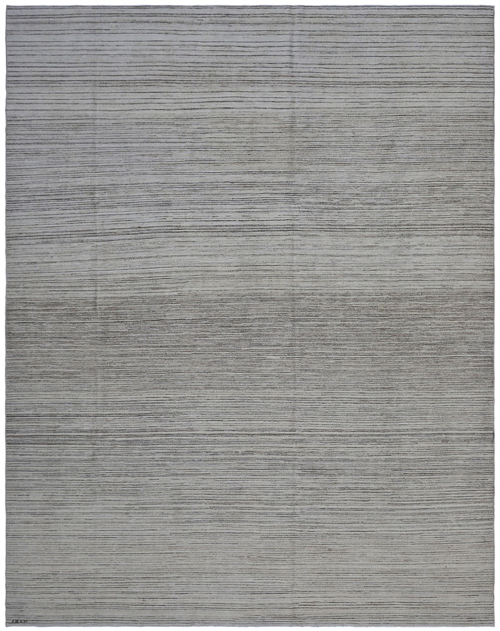 8'x10' Hand-Knotted Afghan Modern Stria Rug | Organic Wool | Modern Rug