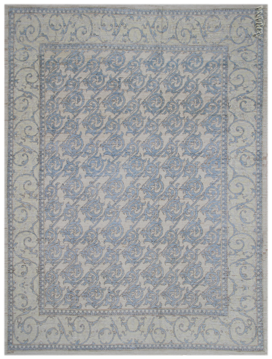 8'x10' Hand-Knotted Afghan Rug | Organic Wool | Wrought Iron Motif
