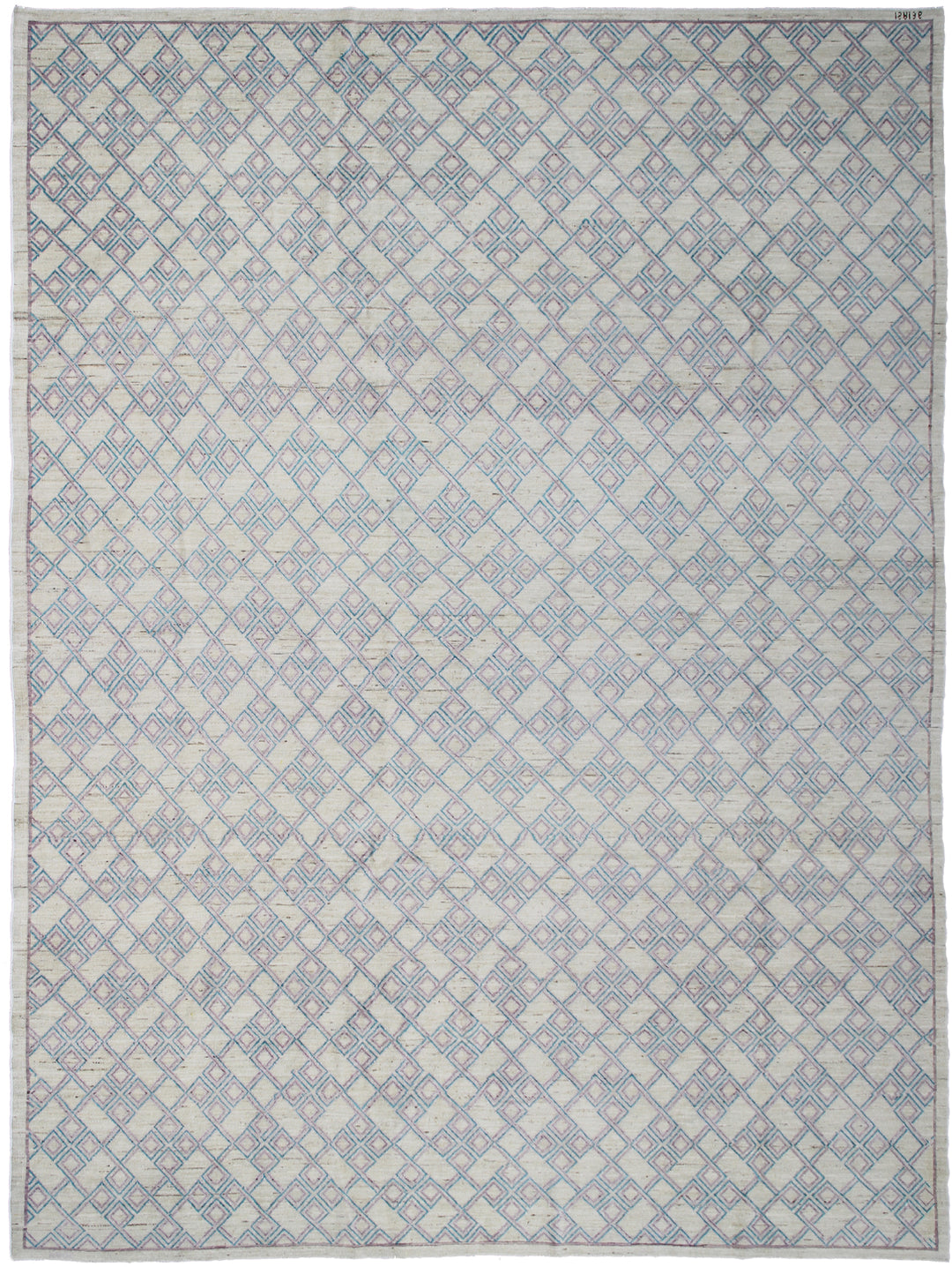 8'x10' Hand-Knotted Afghan Tile Modern Rug | Organic Wool | Geometric