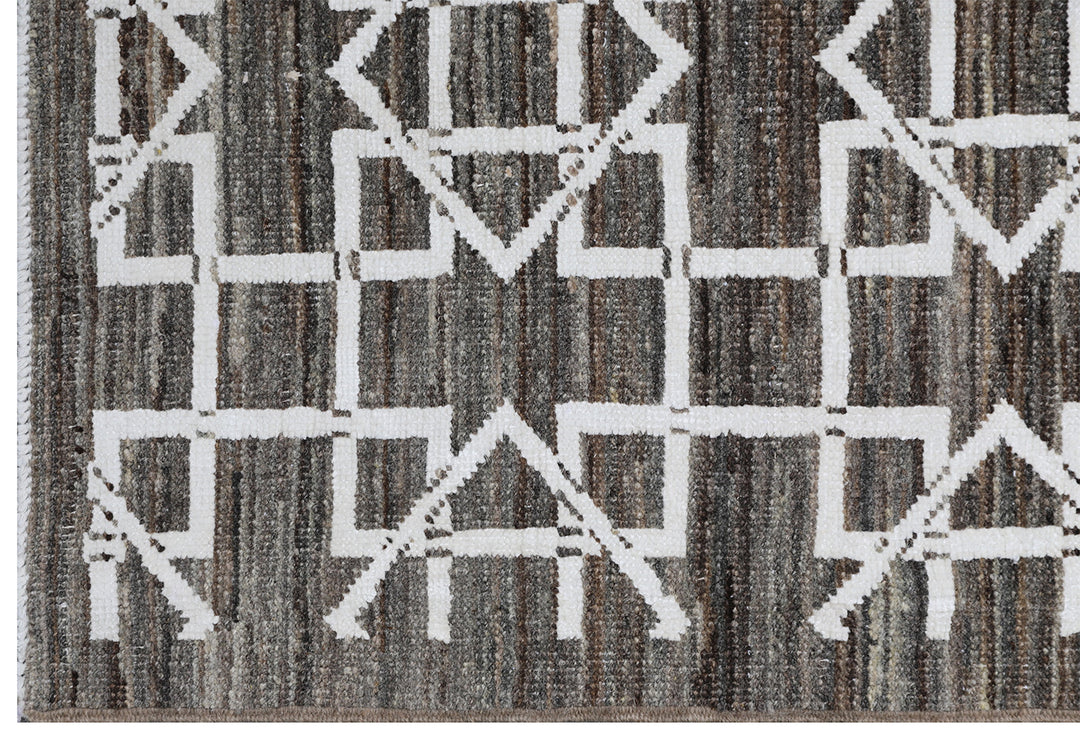 8'x10' Wool Modern Rug | Geometric | Grey & Stark White | Modern Rug